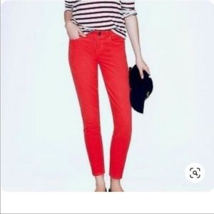 J Crew red toothpick jeans size 25 regular